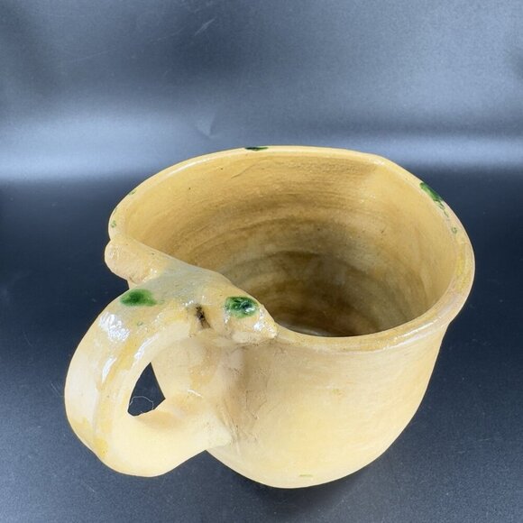 Vintage Stoneware Hand Made Pottery Pitcher Creamer Heart Shaped Green Spots VTG - Picture 9 of 15